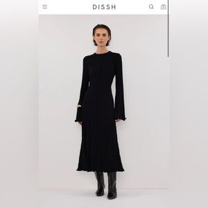 DISSH Ada Ribbed Black Long Sleeve Maxi Dress